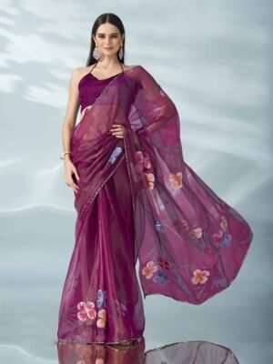 Tikhi Imli Floral Poly Chiffon Saree