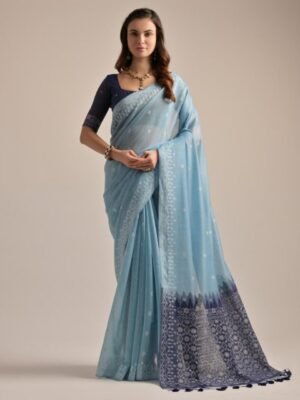 VISHNU WEAVES Woven Design Zari Pure Cotton Muga Saree
